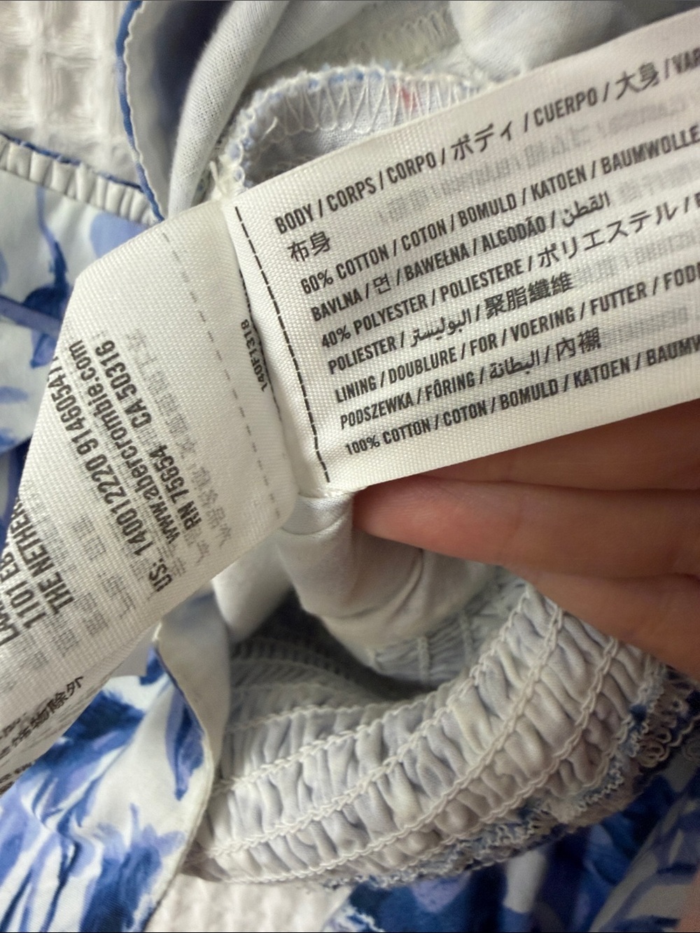 Abercrombie & Fitch Emerson Blue White Floral Crop Smocked Puff Sleeve Top Small - Picture 6 of 9